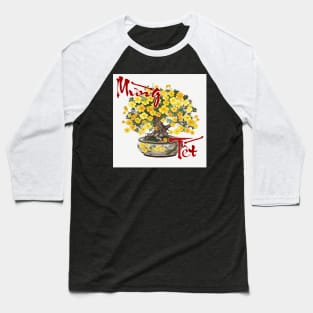 Mung Tet, Lunar New Year, Calligraphy + AI Art, Hoa Mai Baseball T-Shirt